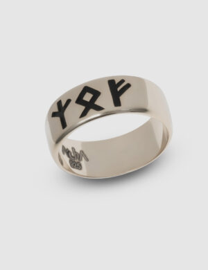 925 Ayar Gümüş Runik Yazı Yüzüğü – El Yapımı Viking Runes Band Ring