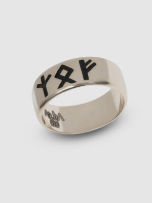 925 Ayar Gümüş Runik Yazı Yüzüğü – El Yapımı Viking Runes Band Ring