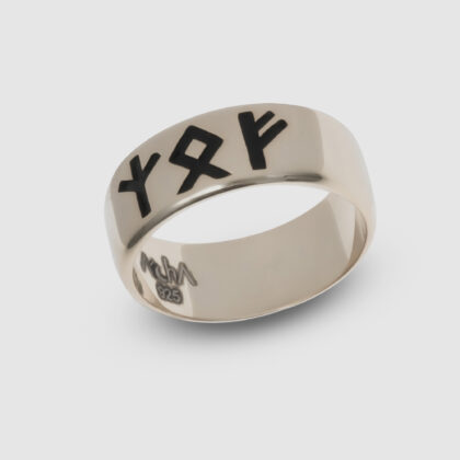 925 Ayar Gümüş Runik Yazı Yüzüğü – El Yapımı Viking Runes Band Ring