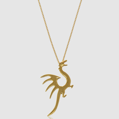 925 Ayar Gümüş – Altın Kaplama El Yapımı “Dragon Spirit” Ejderha Kolye