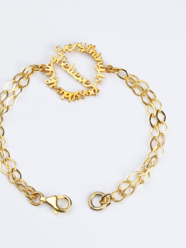 925 Ayar Gümüş Üzeri Altın Kaplama Believe Bileklik