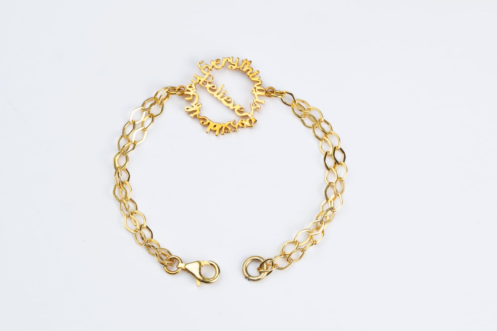 925 Ayar Gümüş Üzeri Altın Kaplama Believe Bileklik