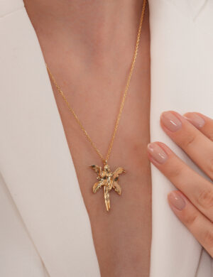 925 Ayar Gümüş Zincirli Altın Kaplama “Fairy Dust” Kolye