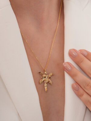 925 Ayar Gümüş Zincirli Altın Kaplama “Fairy Dust” Kolye