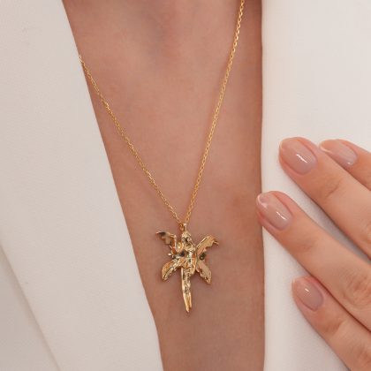 925 Ayar Gümüş Zincirli Altın Kaplama “Fairy Dust” Kolye