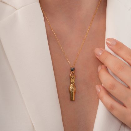 925 Ayar Gümüş “Goddess” Kolye – Altın Kaplama / Mitolojik İlahi Dişil Enerji Sembolü