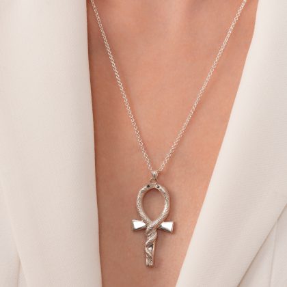 925 Ayar Gümüş Zincirli “Ankh” Kolye – El Yapımı Açıklama