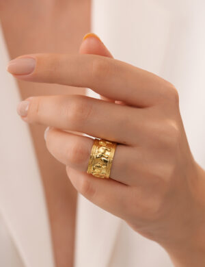 925 Ayar 18K Altın Kaplama Fil Motifli Açık Form Yüzük