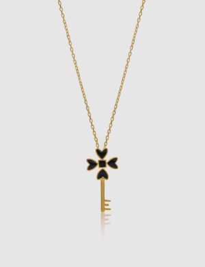 925 Ayar Gümüş 18K Altın Kaplama Şans Anahtarı Kolye