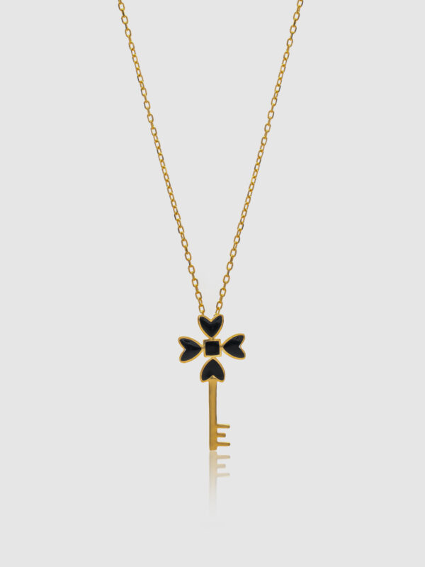 925 Ayar Gümüş 18K Altın Kaplama Şans Anahtarı Kolye