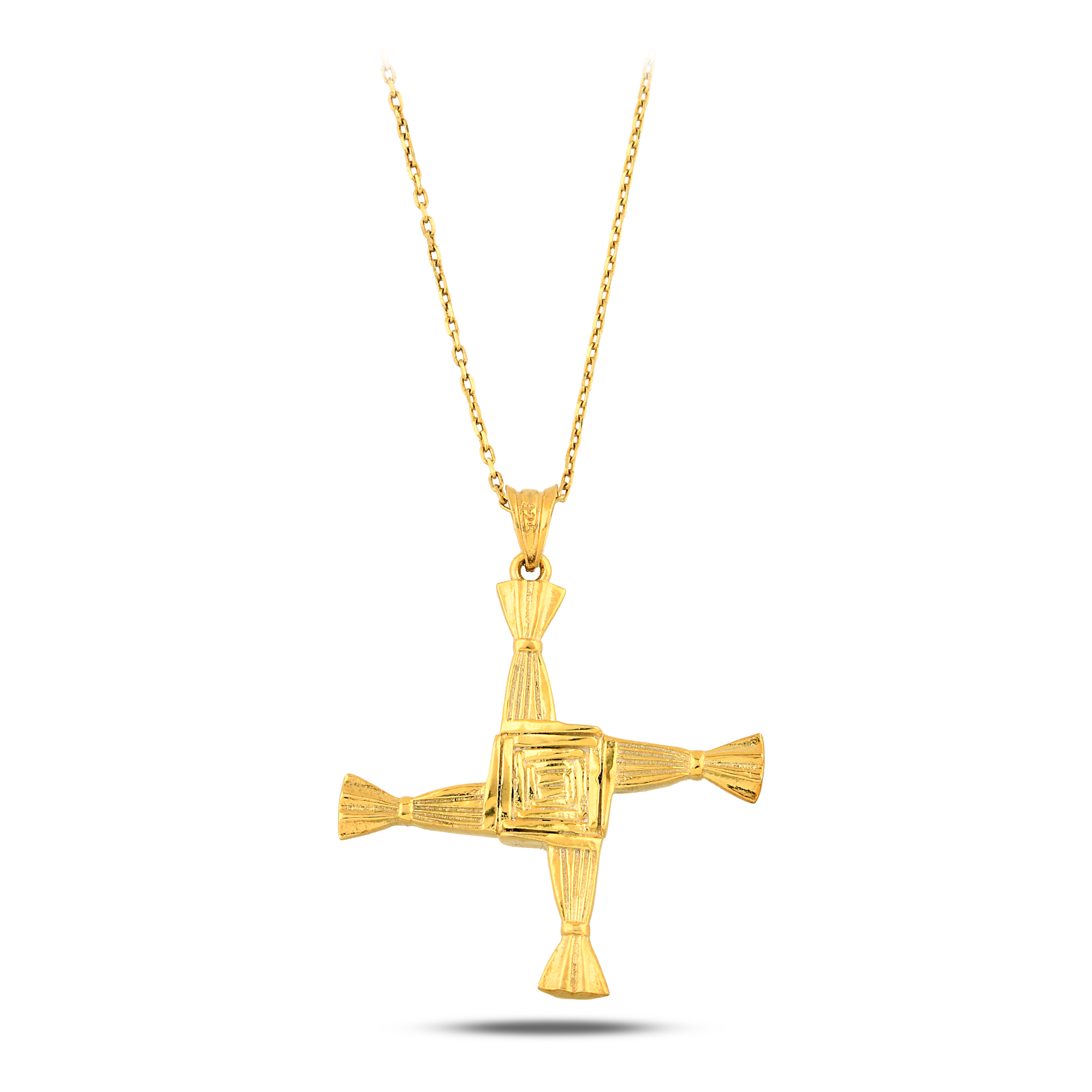 925 Ayar Gümüş 18K Altın Kaplama “Brigid Cross” El Yapımı Kolye - Görsel 6