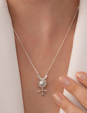 925 Ayar Gümüş “Güneş–Ay–Merkür Kavuşumu” Kolye – Spiritüel & Modern Tasarım