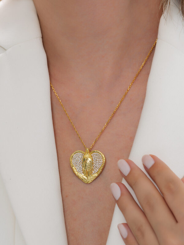 925 Ayar Gümüş Üzeri Altın Kaplama “Inner Love” Kalp Figürlü El Yapımı Kolye