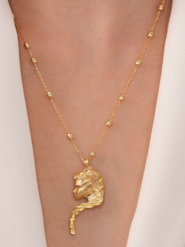 925 Ayar Gümüş 18K Altın Kaplama Persephone El Yapımı Mitolojik Kolye