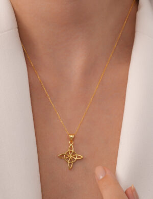 925 Ayar Gümüş Üzeri Altın Kaplama Witch’s Knot El Yapımı Kolye