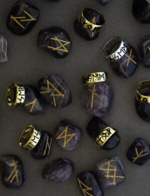 925 Ayar Gümüş Runik Yazı Yüzüğü – El Yapımı Viking Runes Band Ring